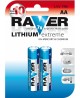 Baterijas RAVER LITHIUM EXTREME FR6 (AA), litija, 2 gab.