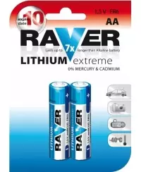 Elementai RAVER LITHIUM EXTREME FR6 (AA), ličio, 2 vnt.