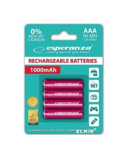 Uzlādējamas baterijas ESPERANZA HR03 (AAA), 1000 mAh, 4 gab.