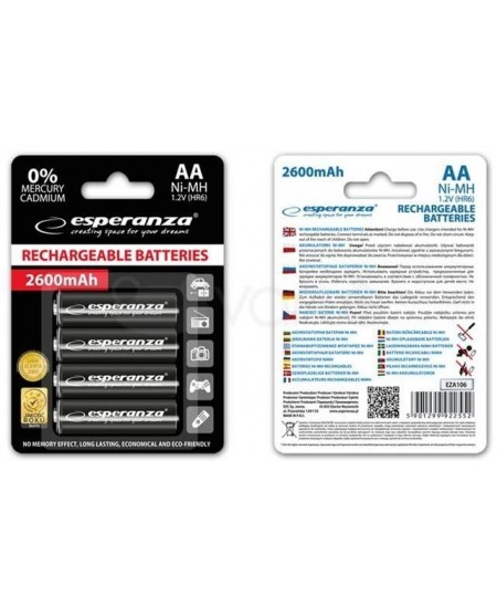 Uzlādējamas baterijas ESPERANZA HR6 (AA), 2600 mAh, 2 gab.