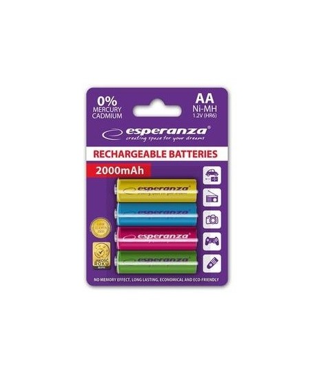 Uzlādējamas baterijas ESPERANZA HR6 (AA), 2000 mAh, 2 gab.