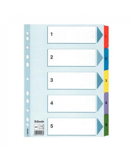 Sadalītāji dokumentiem ESSELTE, 1-5, krāsaini, atkārtoti izmantojami, A4+