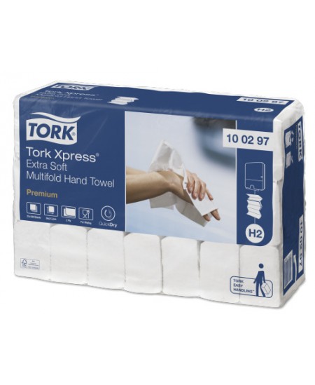 Lokšņu papīra dvieļi TORK Premium Extra Soft (H2), 100297, W loc., 100 serv., 1 iepakojums.