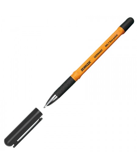 Lodīšu pildspalva STANGER FINE POINT SOFTGRIP, 0.7 mm, melna