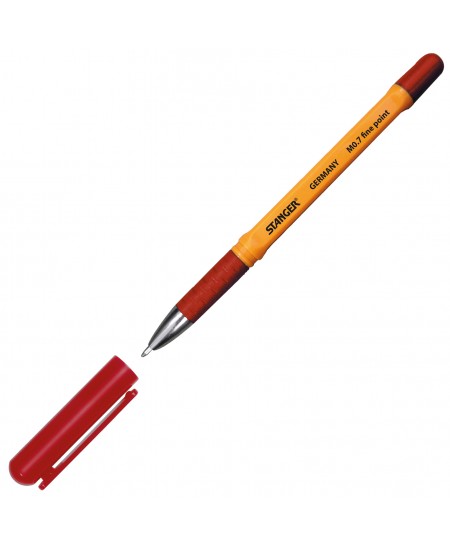 Lodīšu pildspalva STANGER FINE POINT SOFTGRIP, 0.7 mm, sarkana