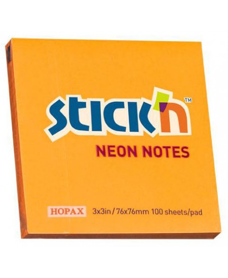 Līmlapiņas STICK´N, 76x76 mm, 100 lapiņas, spilgti oranžas