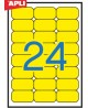 Etiķešu uzlīmes APLI 70x37 mm, A4, 24 uzlīmes vienā loksnē, 20 loksnes, dzeltena krāsa