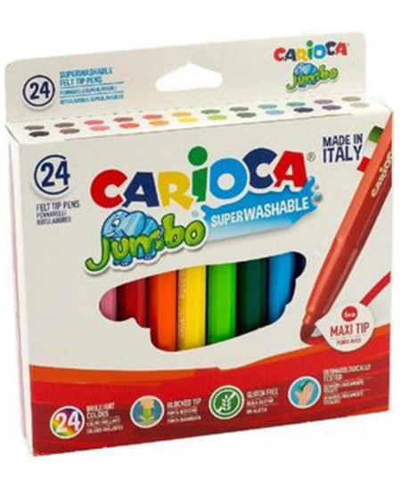 Flomasteriai CARIOCA Jumbo, stori, 24 spalvų