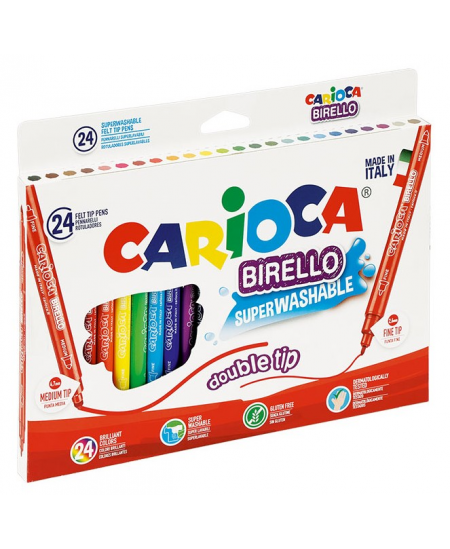 Flomasteriai CARIOCA, dvipusiai , 24 spalvų