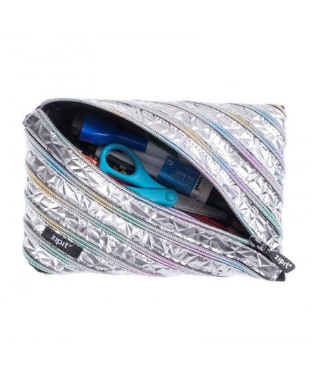 Penālis-zīmuļu ZIPIT Metallic Jumbo Pouch, ZTJ-MT-2, sudraba kr.