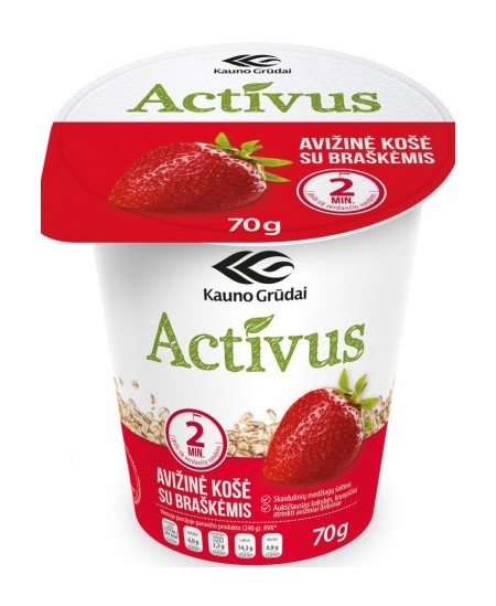 Auzu biezputra ACTIVUS ar zemenēm, 60 g