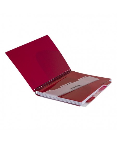 Burtnīca ar spirāli COOLPACK, A4, 200 lapas, rūtiņu, sarkana