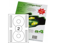 Etiketiniai lipdukai RILLPRINT CD-ROM 2, A4, 2 lipd/lape, 100 lapų