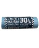 Atkritumu maisi, 30 litri, rullī 20 gab., biezums 12 µm, HDPE, zilā krāsā.