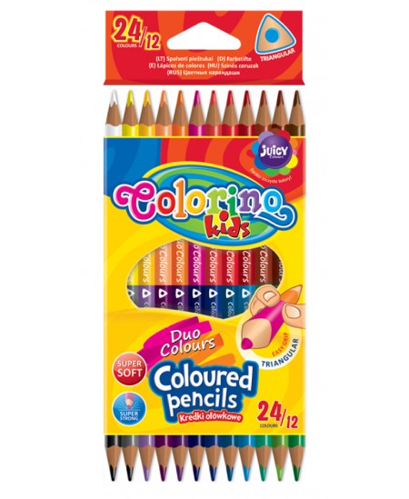 Spalvoti tribriauniai pieštukai COLORINO, 24 spalvų