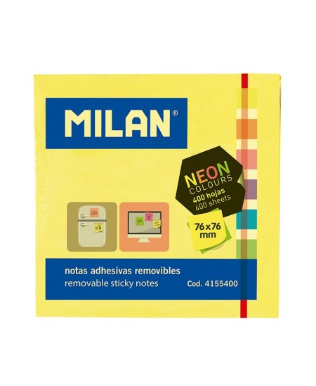 Līmlapiņas MILAN, 76 x 76 mm, 400 loksnes, neona krāsā