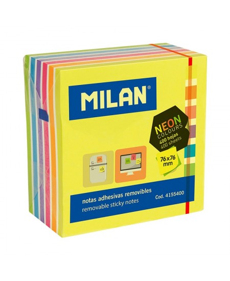 Līmlapiņas MILAN, 76 x 76 mm, 400 loksnes, neona krāsā