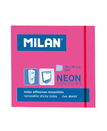 Līmlapiņas MILAN, 76 x 76 mm, 100 lapiņas, neona rozā