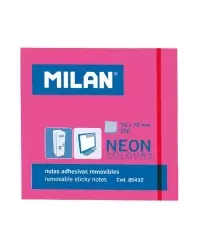 Lipnūs lapeliai MILAN, 76 x 76 mm, 100 lapelių, neoniniai rožiniai