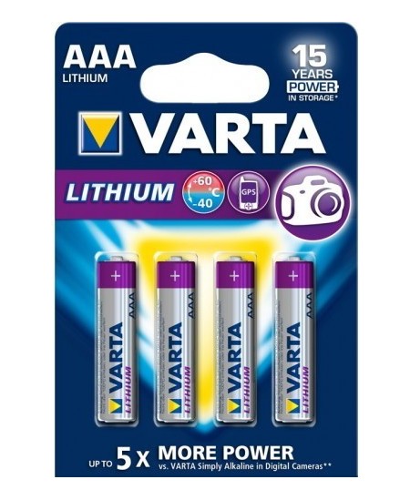 Baterijas VARTA Lithium FR03 (AAA), litija, 4 gab.