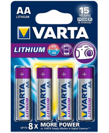 Baterijas VARTA Lithium FR6 (AA), litija, 4 gab.