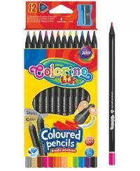 Spalvoti pieštukai COLORINO, juodo medžio, 12 spalvų