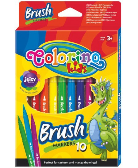 Flomasteriai COLORINO Brush, 10 spalvų