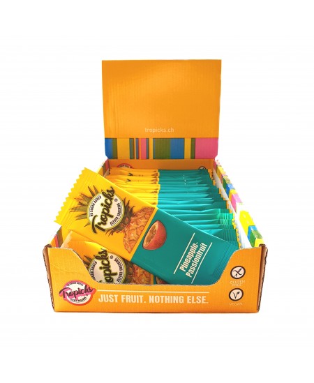 Dabīgs žāvētu ananasu un pasifloras batoniņš bez cukura TROPICKS, 20 g