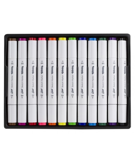 Marķieri skicēm COLORINO Artist, divpusēji, 12 krāsas
