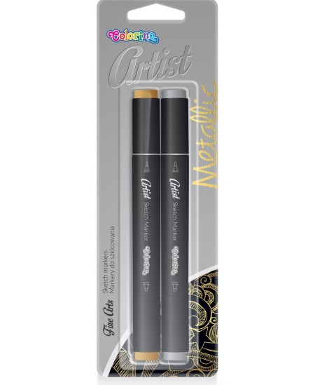 Marķieri skicēm COLORINO Artist Metallic, zelta un sudraba