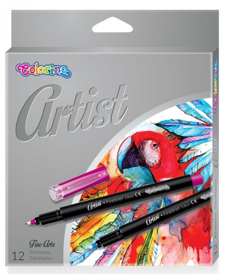 Pildspalvas COLORINO Artist Fineliners, 0.8 mm, 12 krāsas