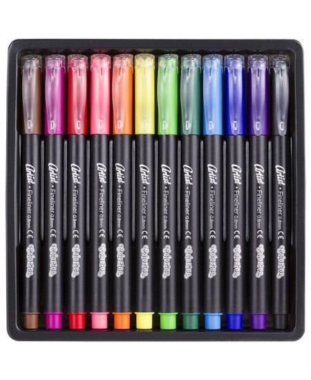 Pildspalvas COLORINO Artist Fineliners, 0.8 mm, 12 krāsas