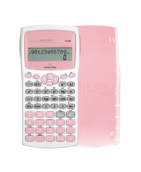Kalkulators MILAN M240, 12 cipari, antibakteriāls, rozā krāsas