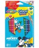 Krāsaini zīmuļi COLORINO Disney Mickey, trīsstūrveida, ar asināmo, 12 krāsas