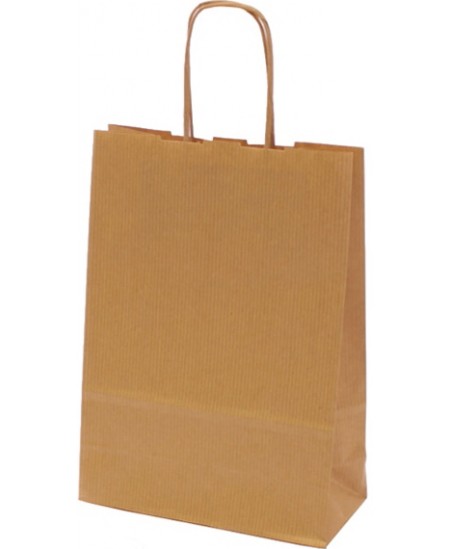 Dovanų maišelis linijuotas, 25x18x8 cm, rudas
