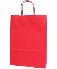 Dovanų maišelis linijuotas, 32x23x10 cm, raudonas