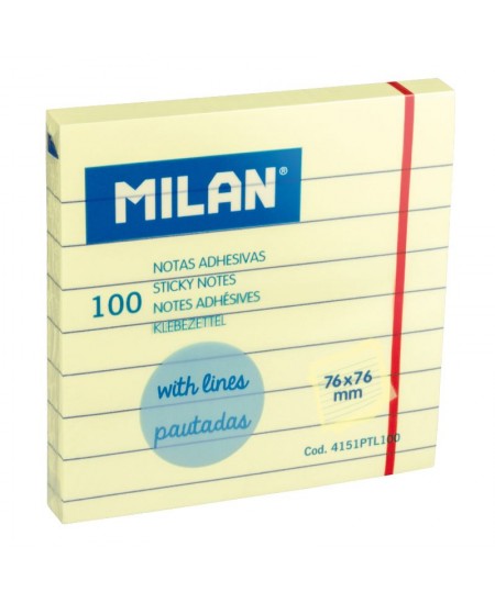 Līmlapiņas MILAN, 76 x 76 mm, 100 lapiņas, līniju