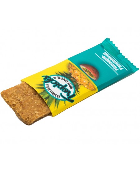 Dabīgs žāvētu ananasu un pasifloras batoniņš bez cukura TROPICKS, 20 g