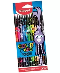Spalvoti pieštukai MAPED Black Monster, 12 spalvų