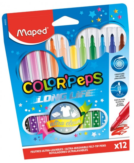 Flomāsteri MAPED Color Peps, 12 krāsas