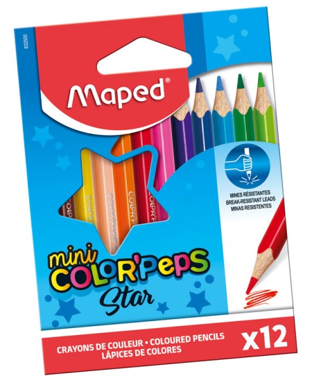 Krāsaini zīmuļi MAPED Color Peps, mažyliams, 12 krāsas