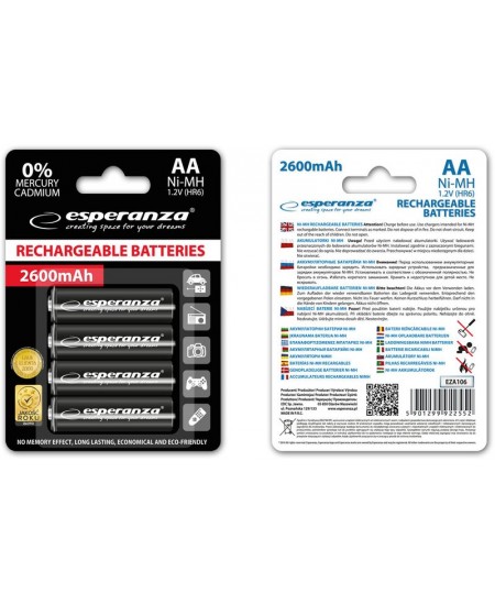 Uzlādējamas baterijas ESPERANZA HR6 (AA), 2600 mAh, 4 gab.