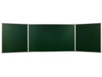 Kreidinė magnetinė trijų dalių lenta 2X3, 400x200/100 cm, linijomis ir langeliais, aliuminio rėmas, žalia