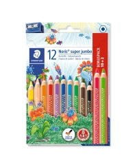 Spalvoti pieštukai STAEDTLER Super jumbo 129, su drožtuku, 10 spalvų