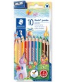 Krāsaini zīmuļi STAEDTLER Noris jumbo 128, ar asināmo, 10 krāsas