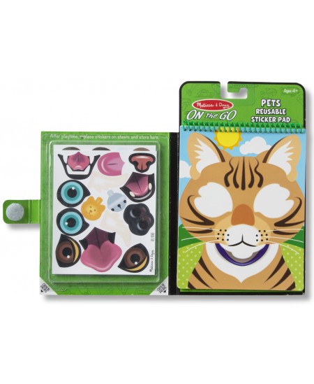 Atkārtoti lietojamu uzlīmju komplekts MELISSA &amp; DOUG Make a Face Mājdzīvnieki