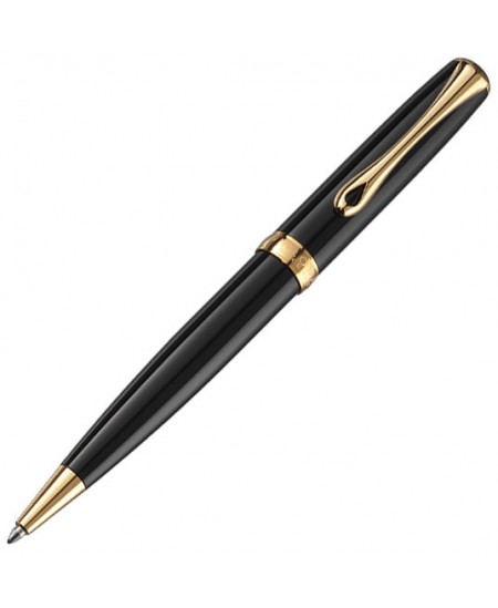 Automātiska lodīšu pildspalva DIPLOMAT Excellence A2, melns lakots korpuss, 0.7 mm, zila