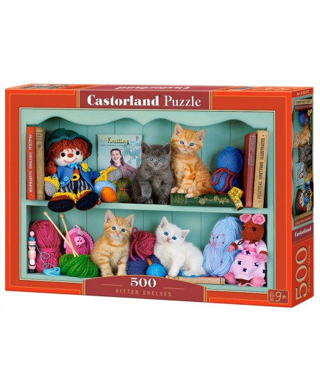 Puzle CASTORLAND Kitten Shelves, 500 gabaliņi