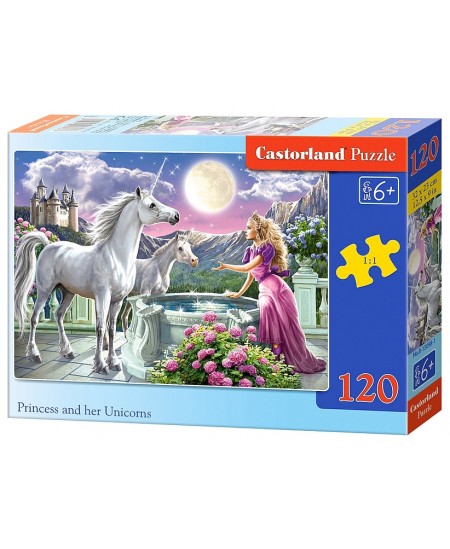 Puzle CASTORLAND Princess and her Unicorns, 120 gabaliņi