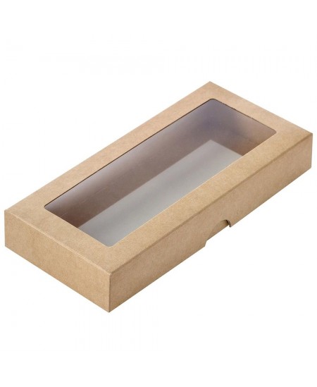Divdaļīga dāvanu kastīte ar lodziņu, 200x90x30 mm, brūna, 1 gab.